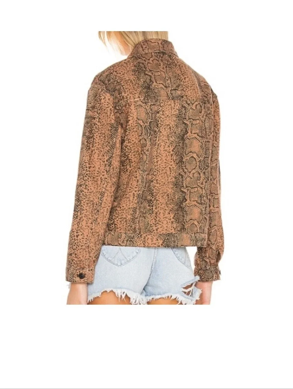 Free People Snake Trucker Jacket Oversized Small - Picture 3 of 7